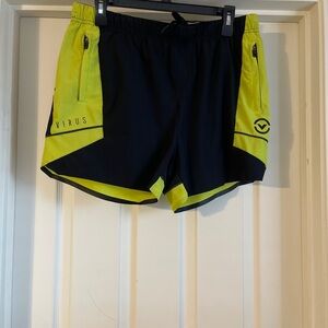 Virus Black and Yellow Athletic Performance Shorts
